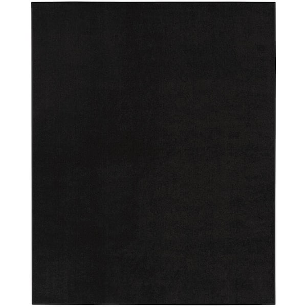 Nourison Essentials 12 ft. x 15 ft. Black Solid Contemporary Indoor/Outdoor Patio Area Rug