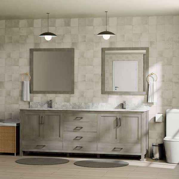 Jacques 80 in. W x 22 in. D Distressed Grey Double Bath Vanity without Top