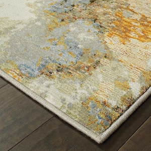 Evanwood Gold Doormat 3 ft. x 5 ft. Organic Abstract Area Rug
