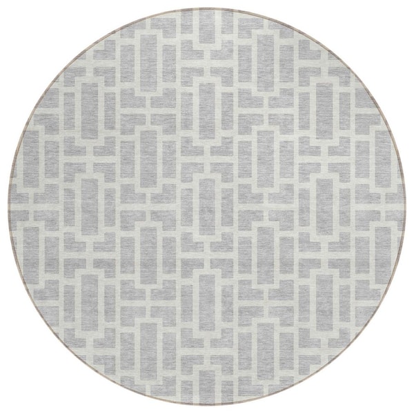 Addison Rugs Chantille Machine Washable Indoor/Outdoor Abstract ACN916 Silver 8 ft. x 8 ft. Area Rug