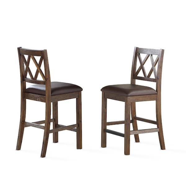 Steve Silver Lori 24 in. Chestnut Rustic Counter Chairs (Set of 2)