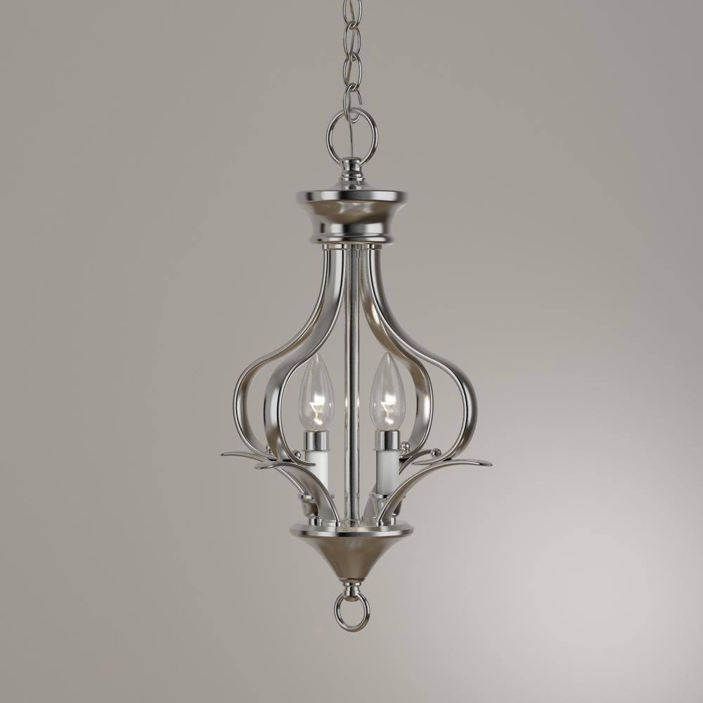 Trinity Brushed Nickel 2-Light Foyer Fixture with Glass Shades