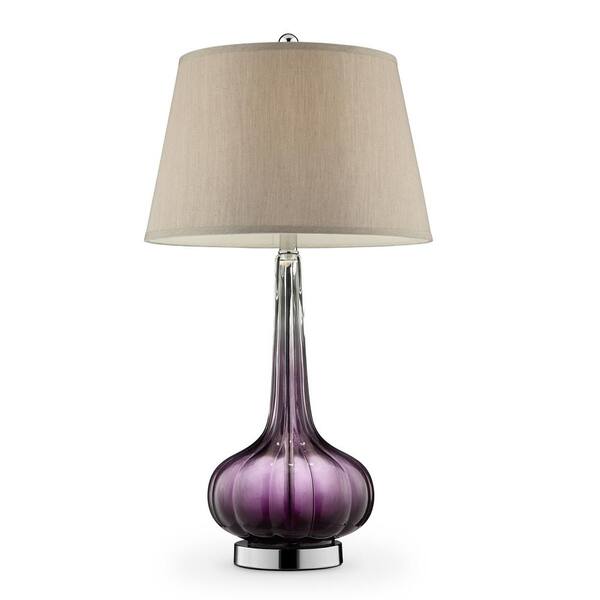 Unbranded 30 in. Mulberry Glass Table Lamp