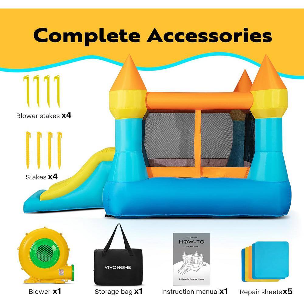 Vibrant Inflatable Bounce House with Slide and Blower