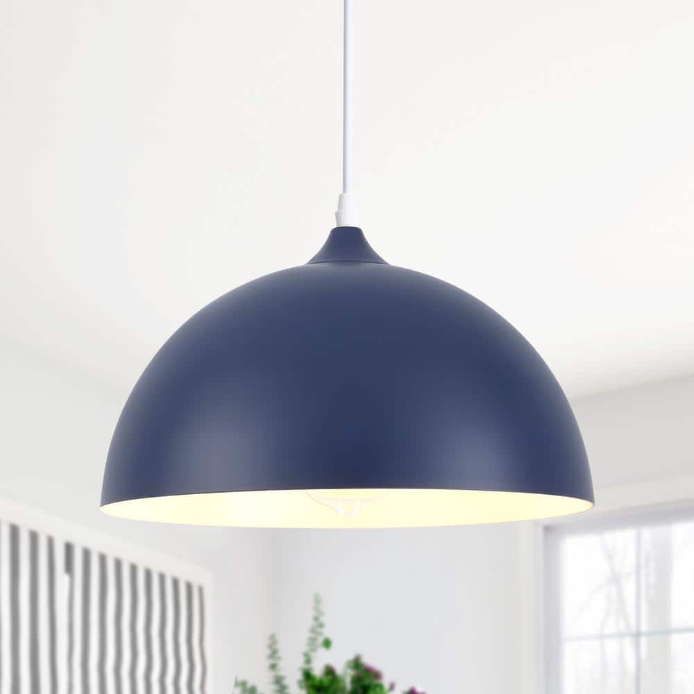 Blue Metal Dome Adjustable Pendant Light