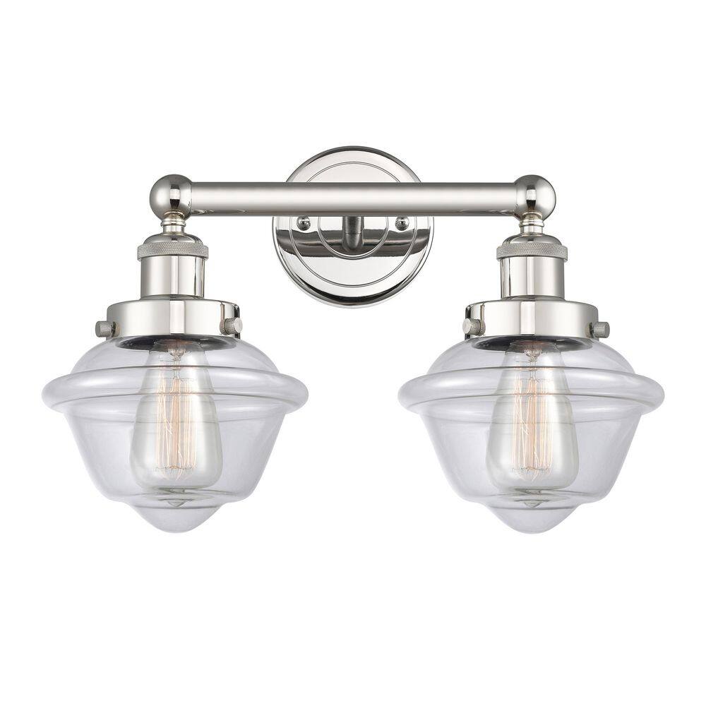 Oxford 15.5 in. 2-Light Polished Nickel Vanity Light with Glass Shade price history on PriceWatchPro