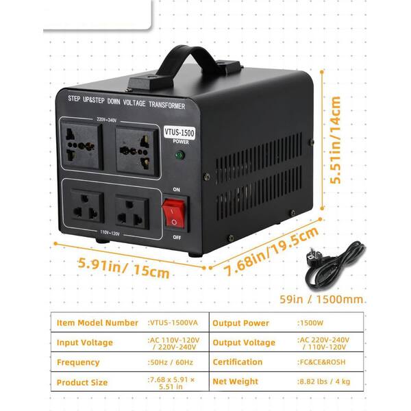 YICHUHAOXI 1500 Watt Voltage Converter Transformer Step Up/Down