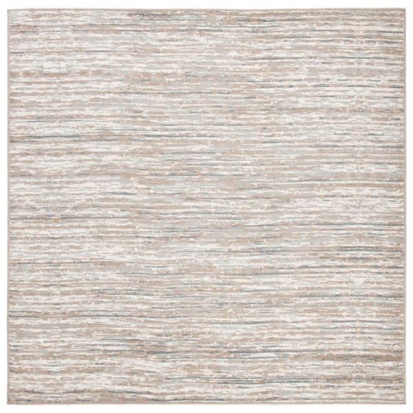 Pyramid 8 ft. x 8 ft. Gray/Ivory Striped Marle Square Area Rug