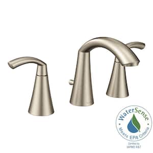 Glyde 8 in. Widespread 2-Handle High-Arc Bathroom Faucet in Brushed Nickel (Valve Not Included)