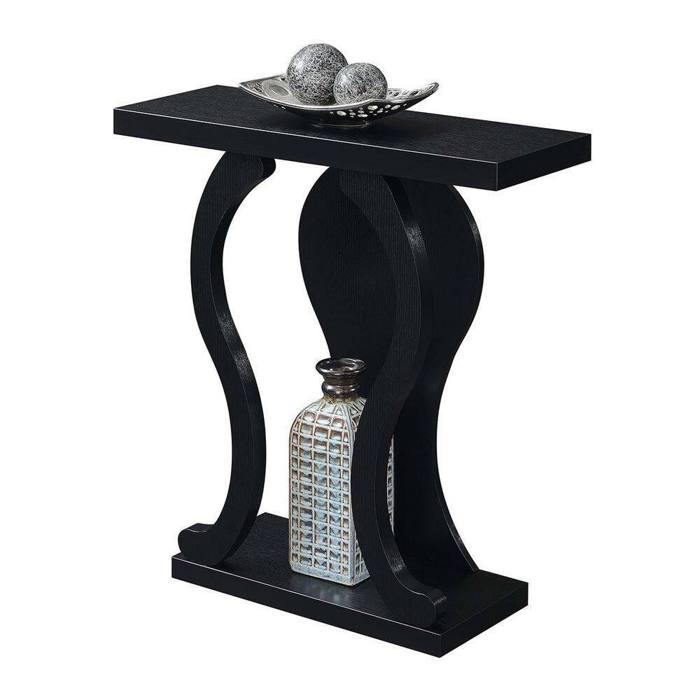 Black Wood and Metal Console Table with Storage