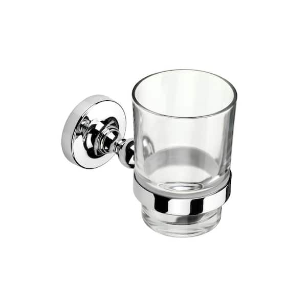 Croydex Wimborne Flexi-Fix Wall-Mounted Tumbler and Holder in Chrome and Plastic