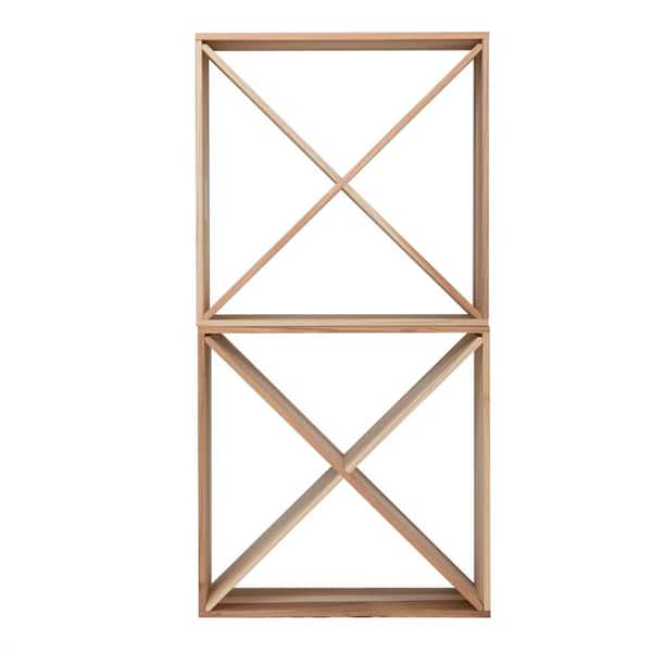 24-Bottle Natural Wood Modular Wine Rack-2 pcs