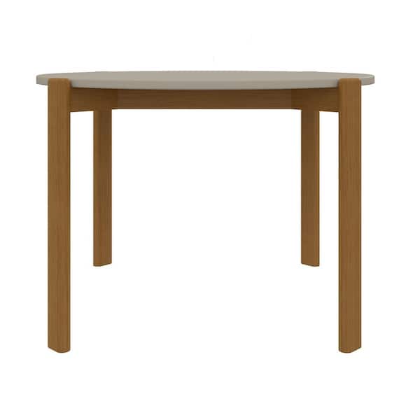 Manhattan Comfort Mid-Century Modern Gales Round 46.54 Dining Table with Solid Wood Legs in Greige Manhattan Comfort Mid-Century Modern Gales Round 46.54 Dining Table with Solid Wood Legs in Greige