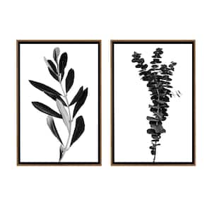 Olive and Eucalyptus Branches Framed Canvas Wall Art - 12 in. x 18 in. Each, by Kelly Merkur 2-Piece Set Natural Frames