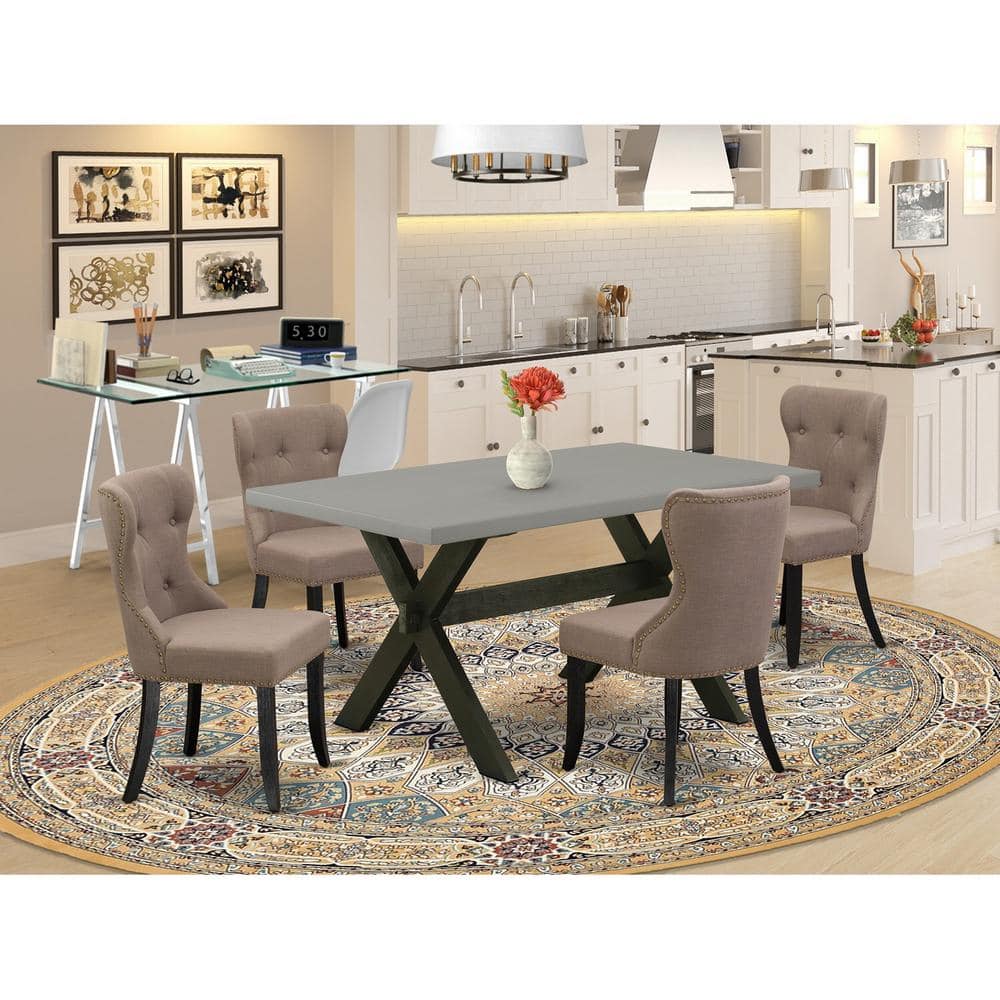 5-Piece Natural Oak Finish Solid Wood Top Dining table with 4 Chairs with Lattice Back price history on PriceWatchPro