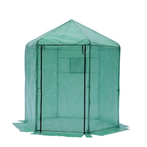 Unbranded 82.68 in. W x 82.68 in. D x 90.55 in. H Heavy Duty Plastic Greenhouse Reinforced Thickened Waterproof Insulation