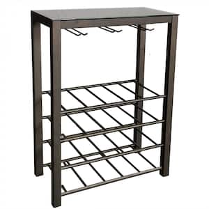 Finish Pewter Material Metal/Tempered Glass Trier Wine Rack with top Glass Dimensions: 11 in. w x 21 in. L x 30 in. H
