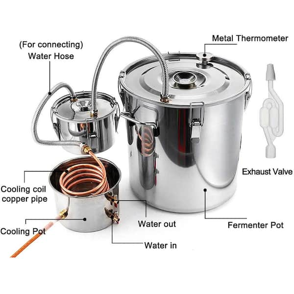 30L Alcohol Stainless Steel Home Brew Kit Still Wine Making Essential Oil Boiler 