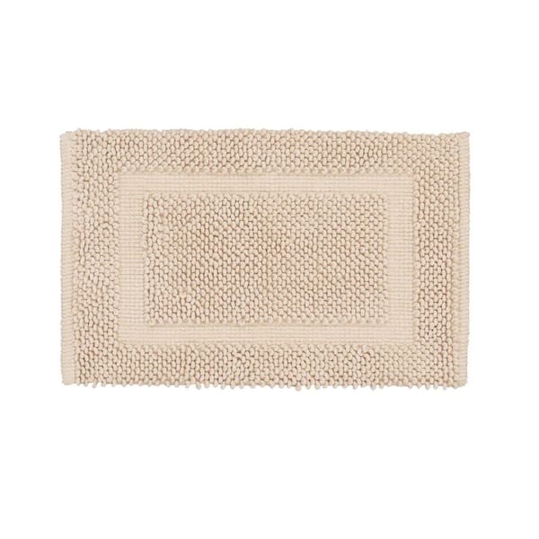 Jean Pierre NEW YORK Sophie Border Ivory 27 in. x 45 in. Cotton Textured Bath Mat