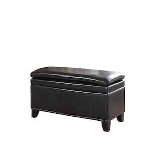 Amelia Espresso 37 in. Faux Leather Bedroom Bench Backless Upholstered