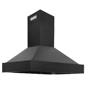 48 in. 700 CFM Ducted Vent Wall Mount Range Hood in Black Stainless Steel