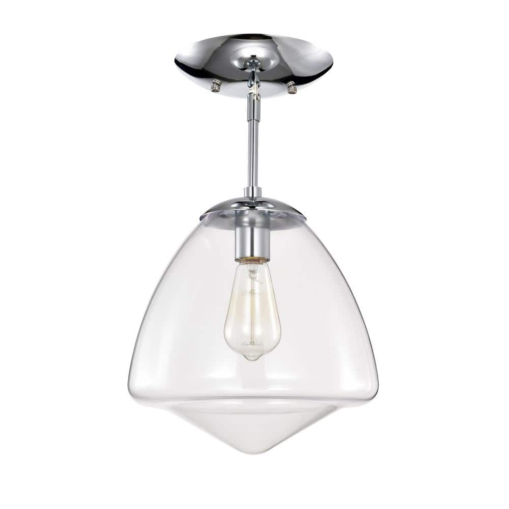 Zylo 11 in. 1-Light Indoor Chrome Finish Semi-Flush Mount Ceiling Light price history on PriceWatchPro