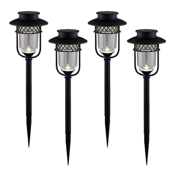 CLASSY CAPS Solar Battery Operated Black Integrated LED Path Light (4-Pack)