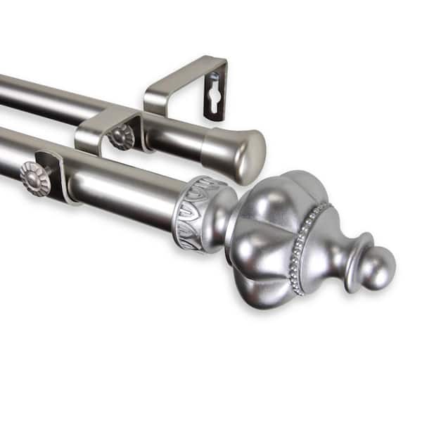 Rod Desyne Terra 160 in. - 240 in. Adjustable 1 in. Dia Double Curtain Rod in Satin Nickel