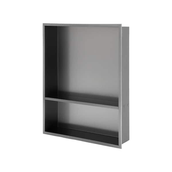 17 in. W x 21 in. H x 3.94 in. D Stainless Steel Shower Niche (Set of 2) Pieces in Gunmetal Black
