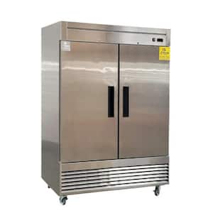 54 in. W 47 cu. ft. Two Door Auto Defrost Reach In Upright Commercial Refrigerator in Stainless Steel