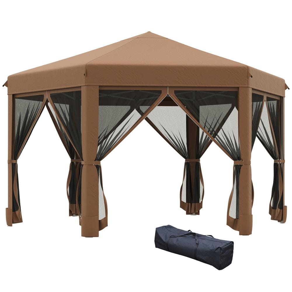 13 ft. x 11 ft. Hexagonal PopUp Gazebo with Mesh Sidewalls, and Heavy Duty 