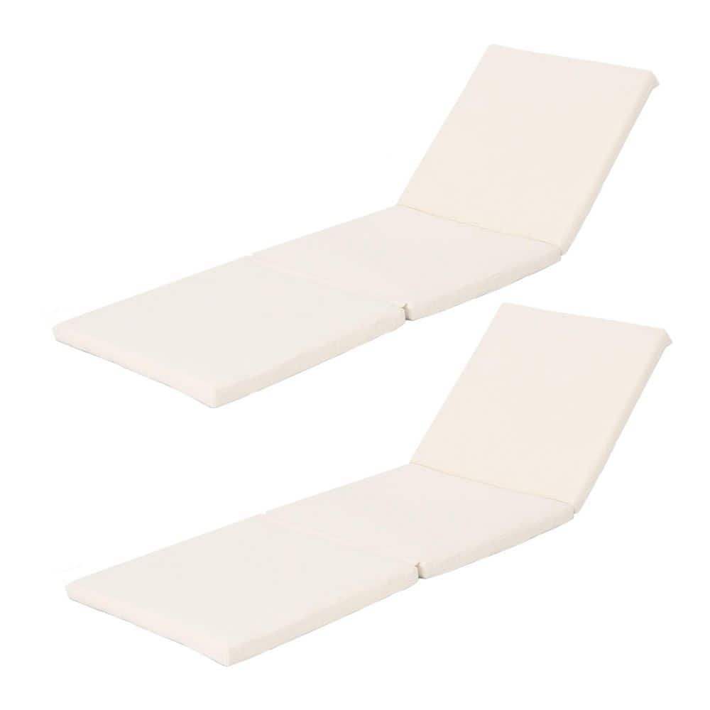 76 in. L x 25 in. W x 2 in. Thick Outdoor Chaise Lounge Cushion Patio Chaise Chair Cushion in White (2 Pack) price history on PriceWatchPro
