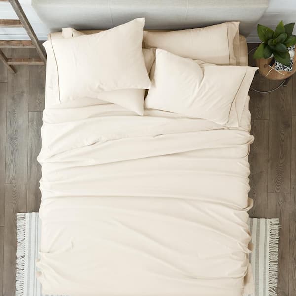 Ivory Solid Microfiber Queen Sheet Set 
