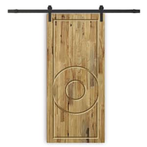 42 in. x 84 in. Weather Oak Stained Pine Wood Modern Interior Sliding Barn Door with Hardware Kit