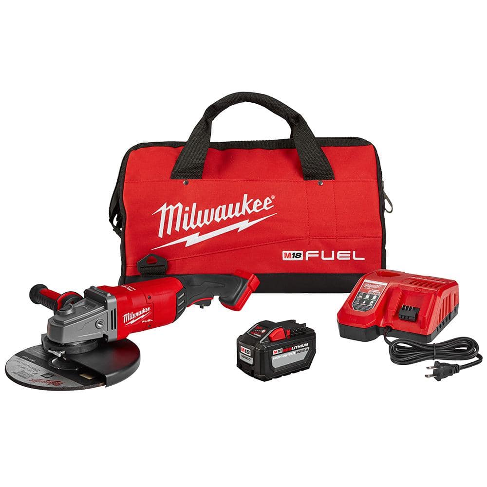 Milwaukee M18 FUEL 18-Volt Lithium-Ion Brushless Cordless 7/9 in. Grinder Kit W/ (1) 12.0Ah Battery, Bag & Rapid Charger 2785-21HD Sansujyuku sansujyuku.com