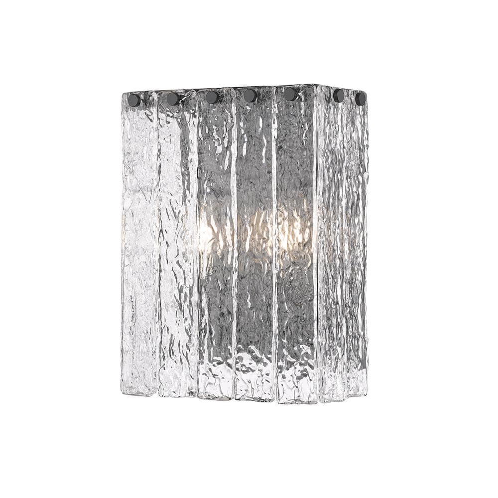 Glacier 2 Light Matte Black Wall Sconce with Clear Glass Shade