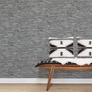 TexStyle Collection Black and Silver Bronze Effect Horizontal Stripe Satin Finish Non-Pasted on Non-Woven Wallpaper Roll