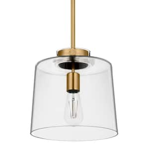Mullins 10 in. 1-Light Honey Gold Pendant Hanging Light, Modern Industrial Kitchen Pendant Lighting