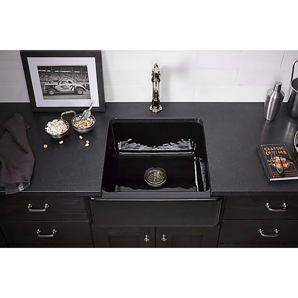 White Cast Iron Farmhouse Single-Bowl Kitchen Sink