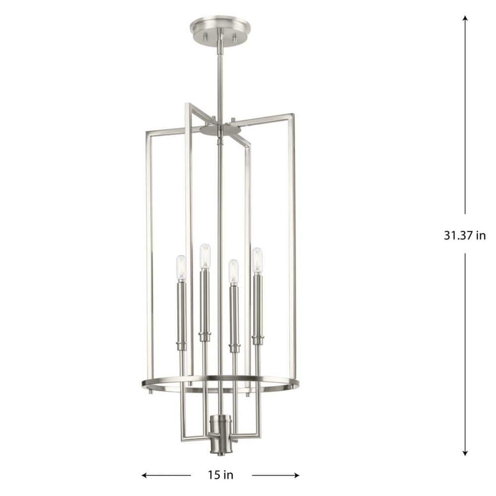 Elara Brushed Nickel Four-Light Cage Chandelier