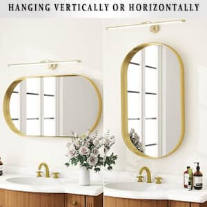 20 in. W x 36 in. H Oval Gold Metal Deep Framed Wall Bathroom Vanity Mirror