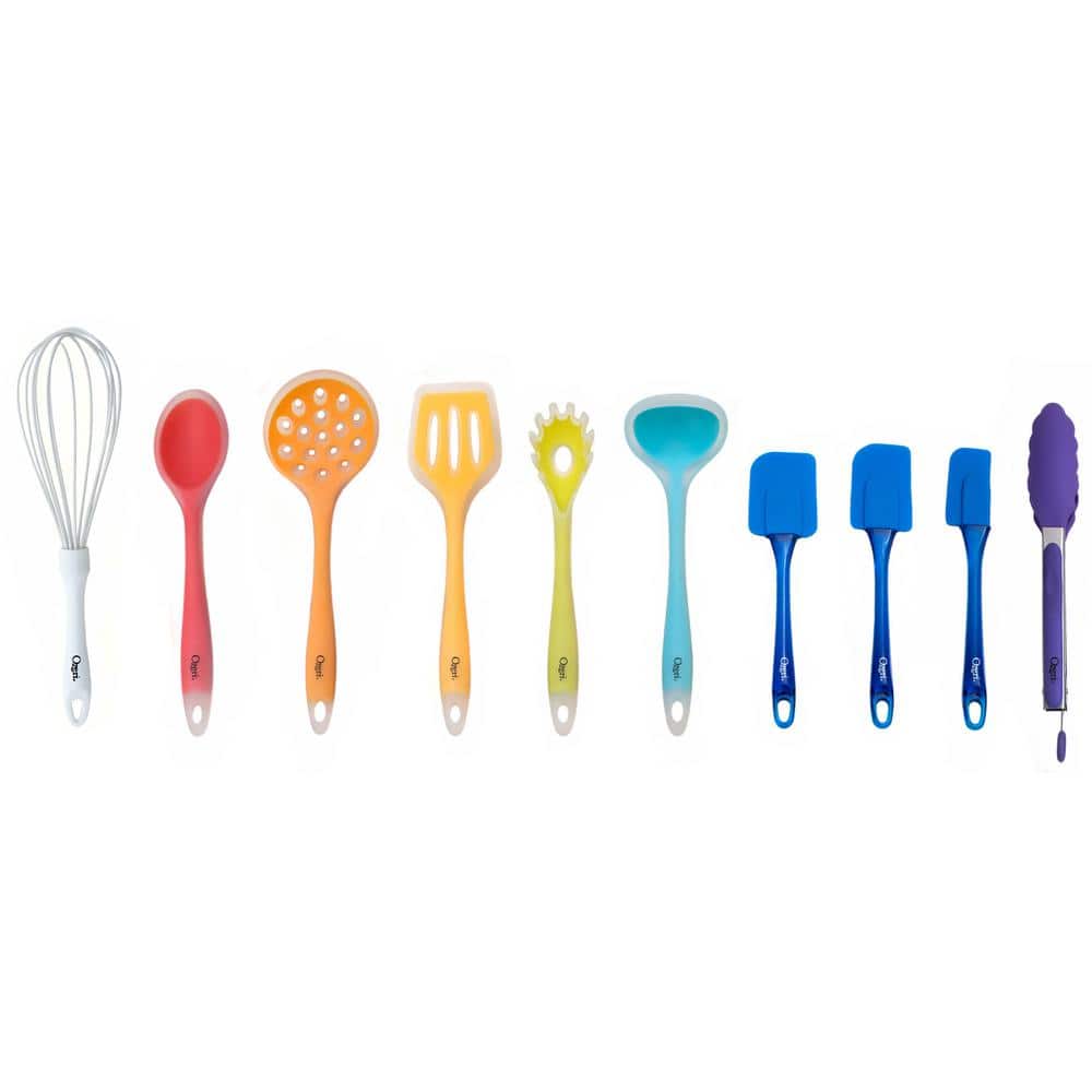Ozeri 11-Piece Multicolor Silicone Kitchen Utensil Set with Holder