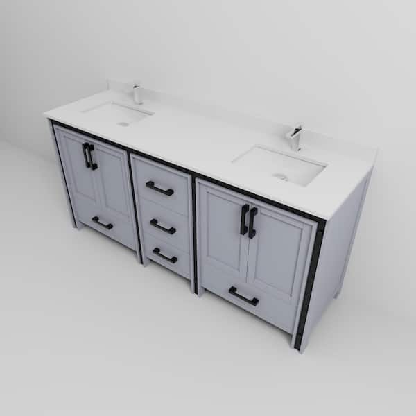 Lexora Ziva 72 in W x 22 in D Dark Grey Double Bath Vanity