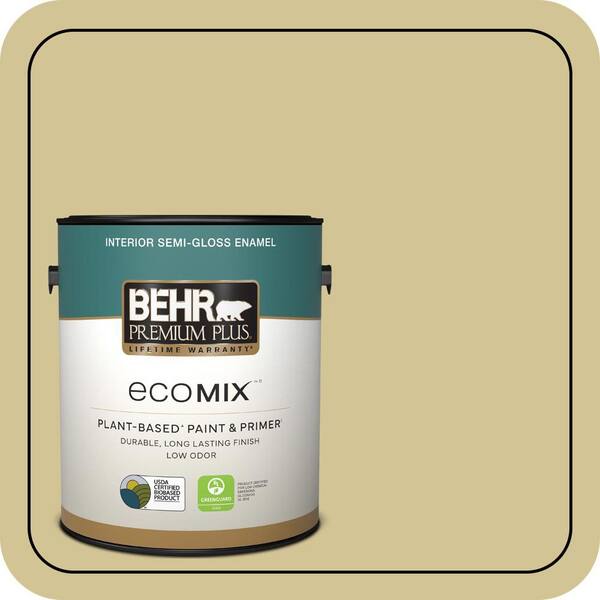 BEHR PREMIUM PLUS 1 gal. #M310-4 Almondine Semi-Gloss Enamel EcoMix ...