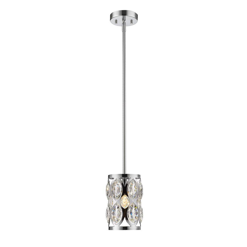 Crystal and Chrome Mini Pendant Light in Matte Black