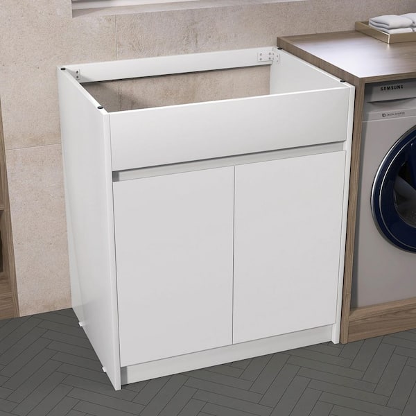 Lau 29.5 in. Wx 21.5 in.Dx 34 in.H Freestanding Bath Vanity Cabinet without Top in White Bathoom Vanity Base Unassembled