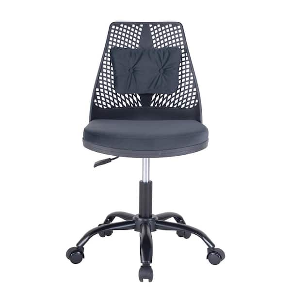 Unbranded 22in. W Black Fabric Seat Armless Task Chair with Adjustable Height