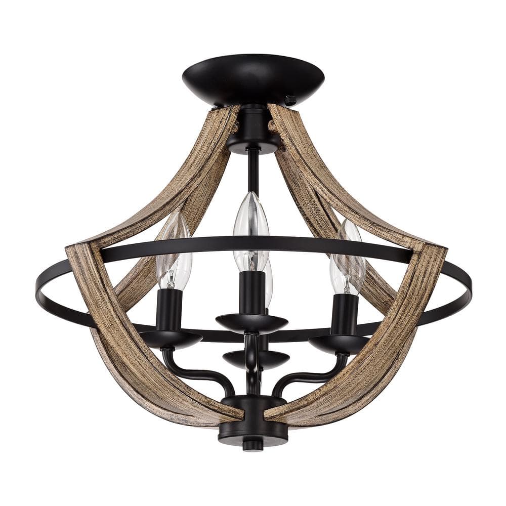 Ricky 12.9 in. 4-Light Black Indoor Semi-Flush Mount Light with Light Kit price history on PriceWatchPro