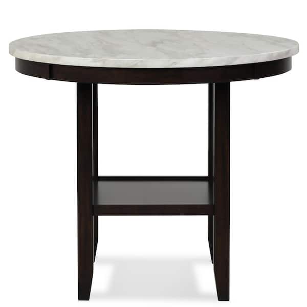 NEW CLASSIC HOME FURNISHINGS New Classic Furniture Celeste Black Expresso Wood Round Counter Table with Faux Marble Top