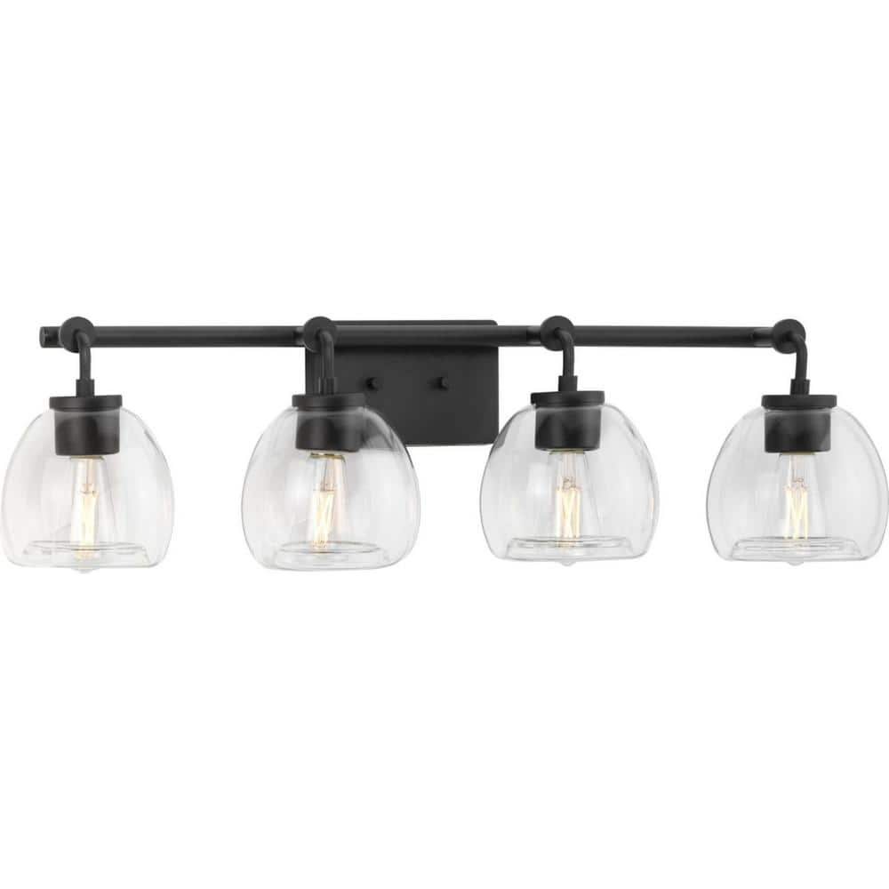 Progress Lighting Caisson 31.87 in. 4-Light Graphite Clear Glass Urban ...